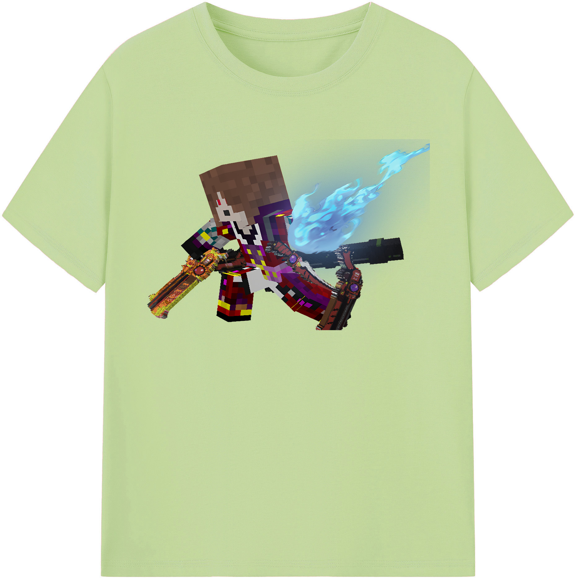 （画像用） マインクラフト ブロックの世界 Minecraft MC Block world 綿100％半袖Tシャツ（フロントプリント）